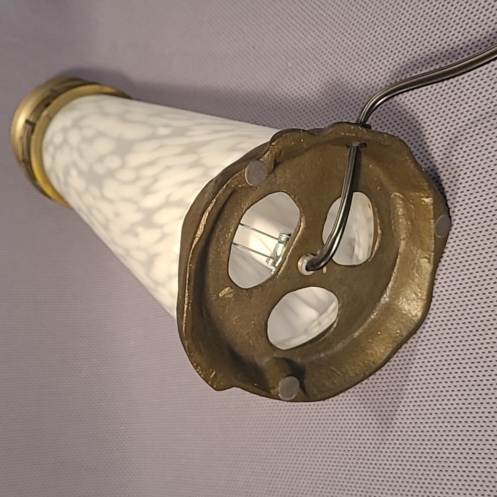Lighted White Frosted Art Glass Lighthouse With Brass Base - Picture 10 of 12
